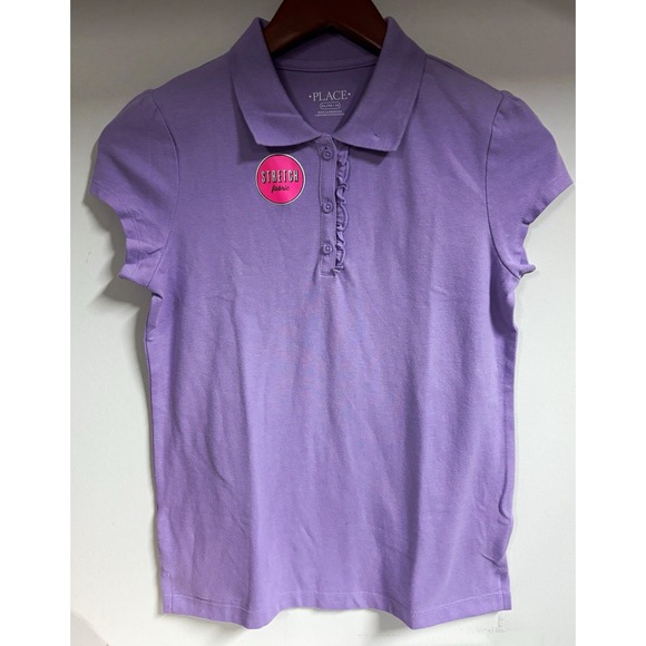 The Children's Place Other - The Children's Place Girls Purple XL 14 Knit Stretch Polo Shirt Ruffle Sleeve